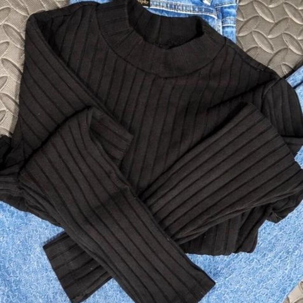 Old-navy Women's Black Ribbed Sweater